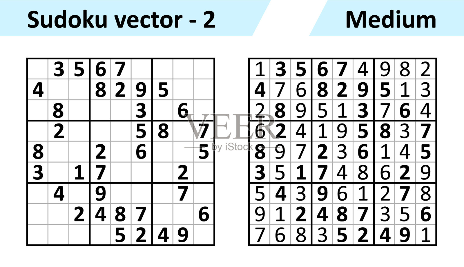 数独游戏与答案简单的设计集插画图片素材