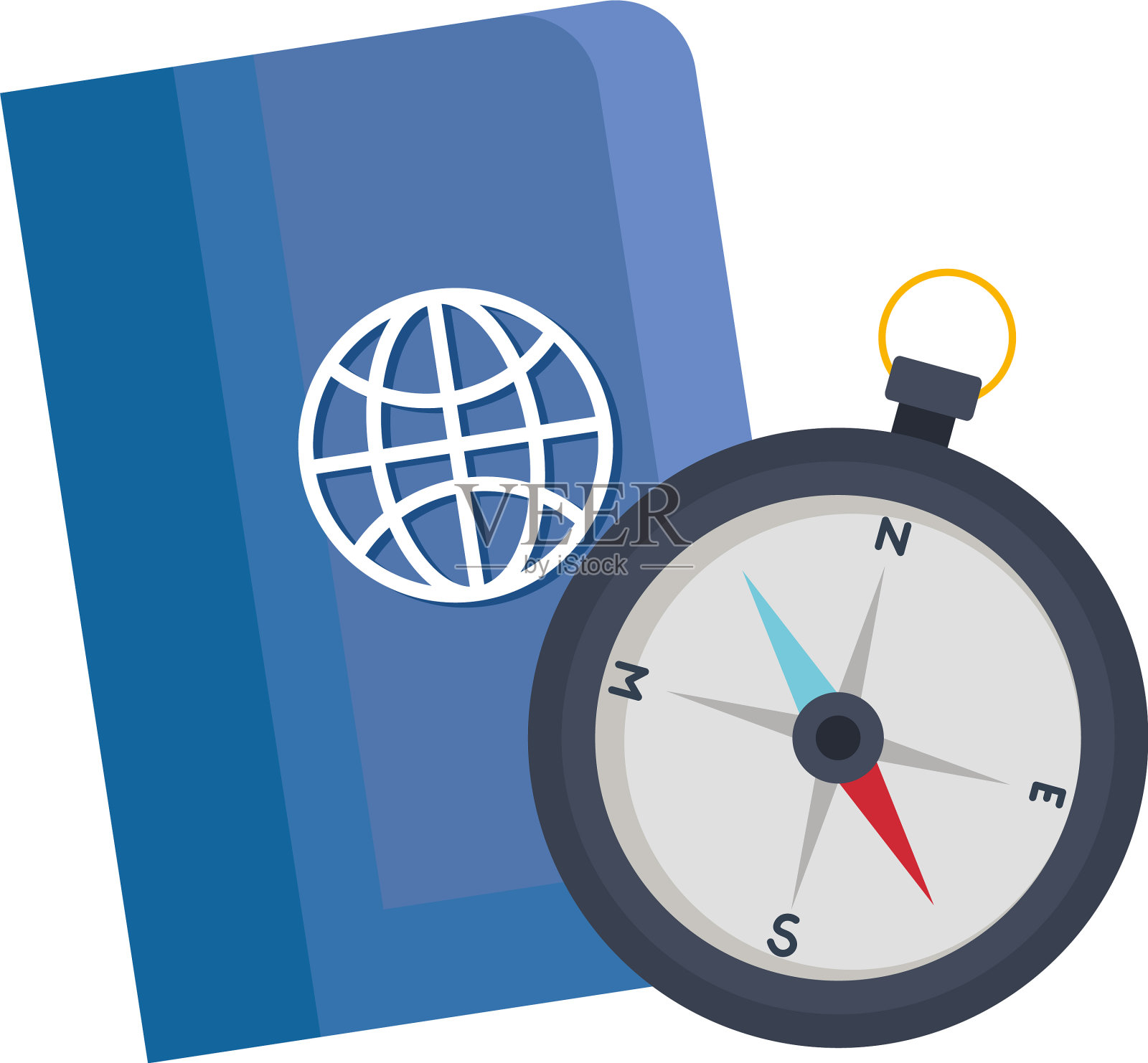 旅行护照和指南针的设计设计元素图片