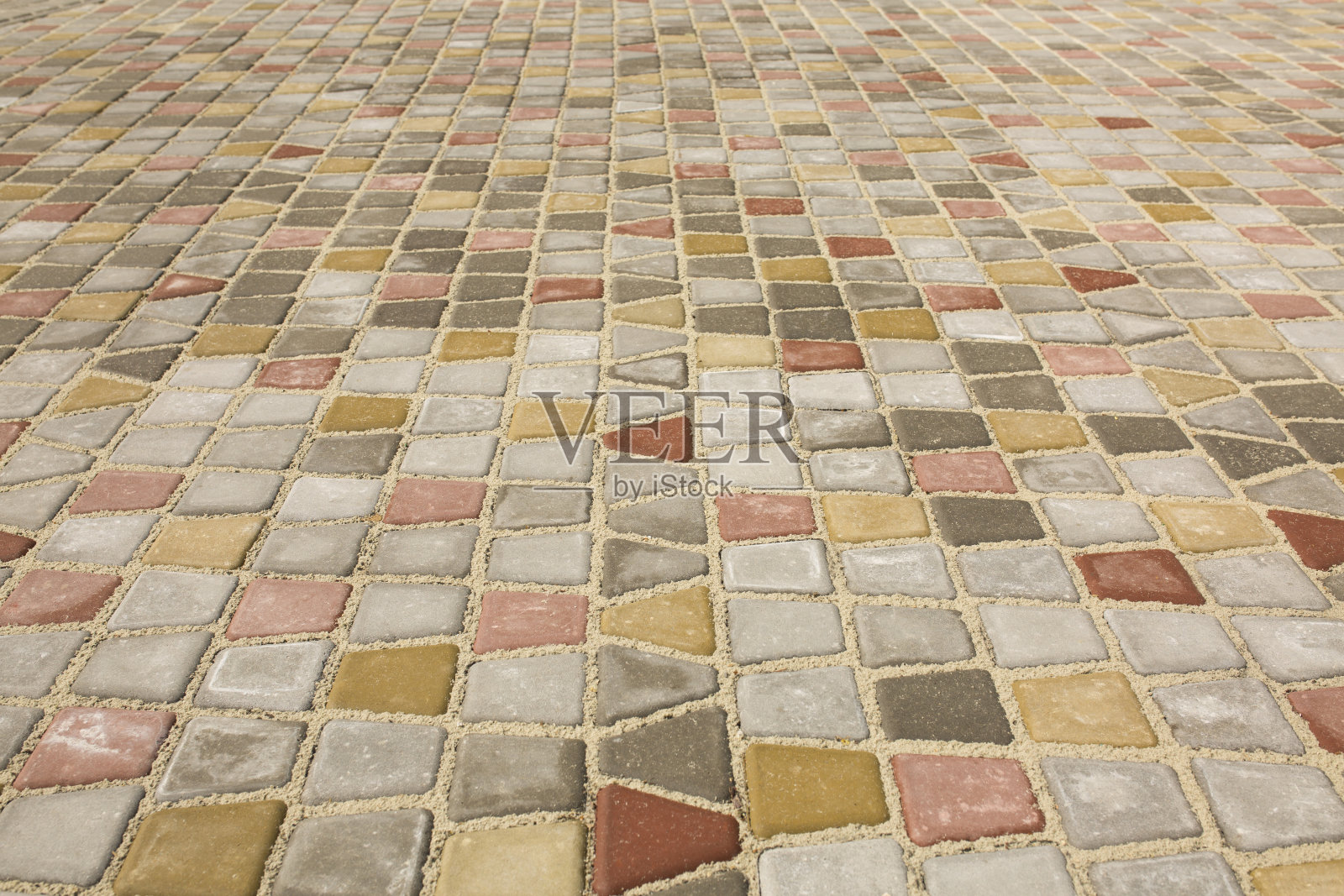 彩色鹅卵石路面的透视照片摄影图片