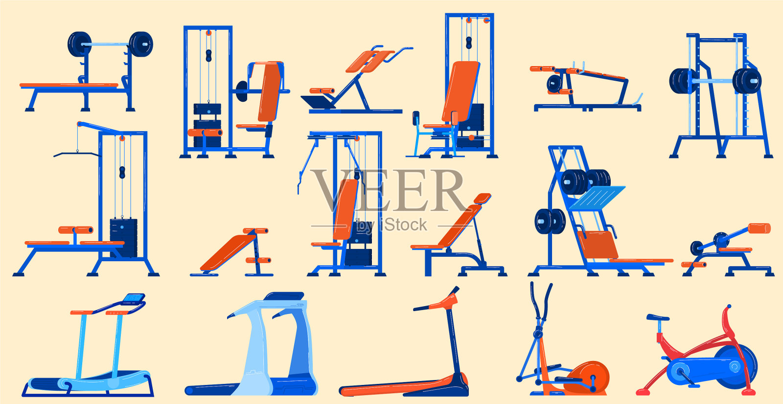健身运动健身器材插画图片素材