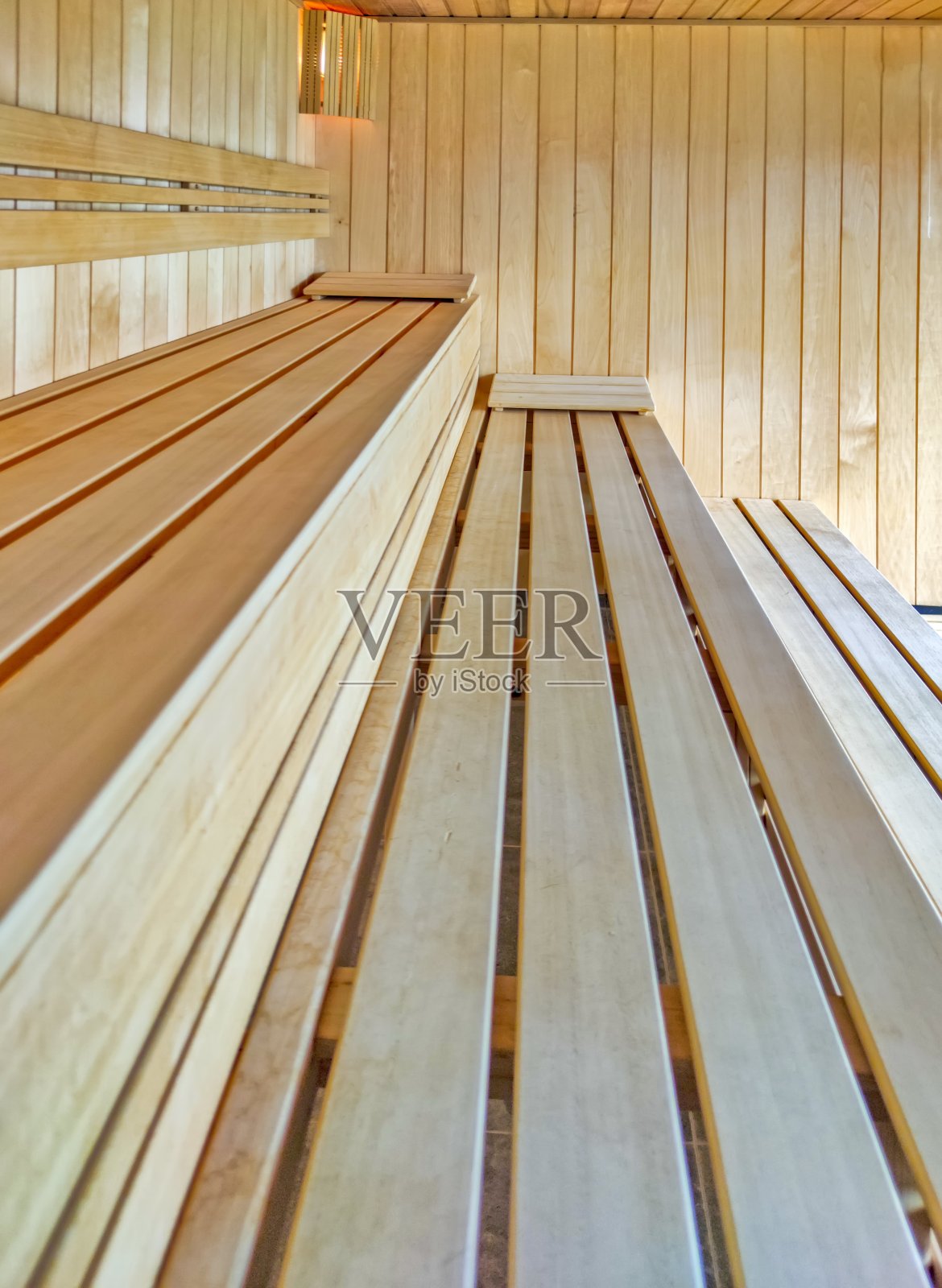 空的新木制桑拿室内照片摄影图片