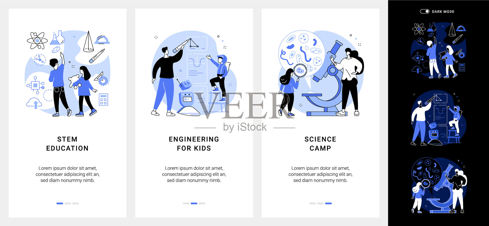 趣味学习活动手机app UI工具包插画图片素材