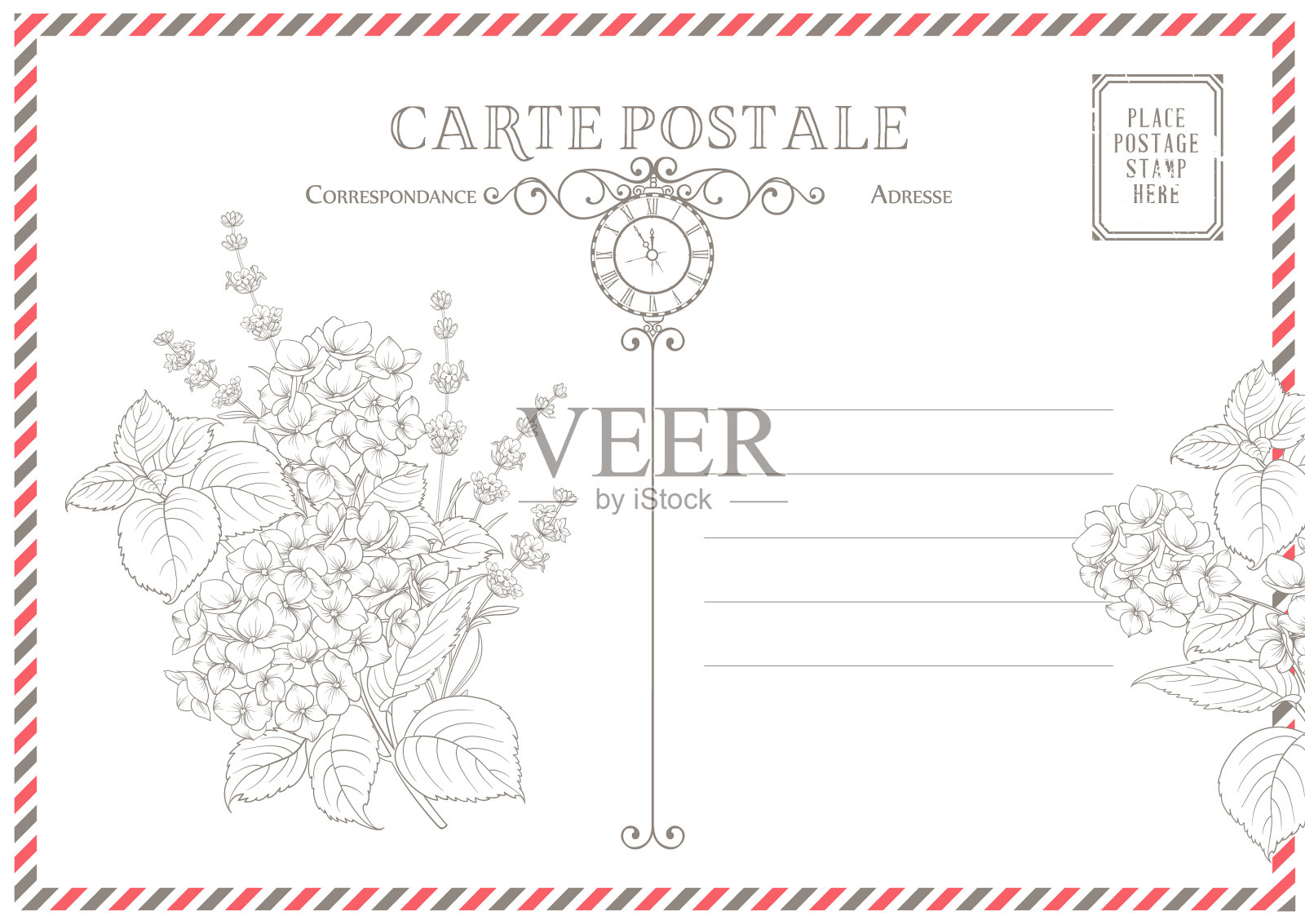 老式明信片背景模板插画图片素材