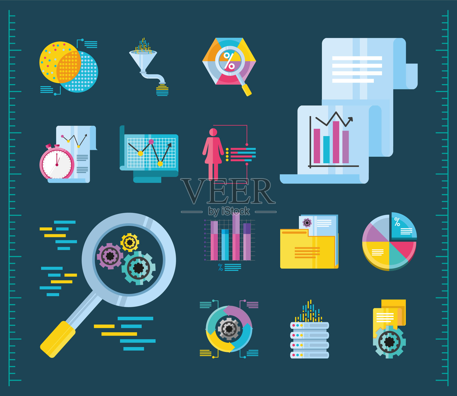 数据分析包图标图表财务插画图片素材