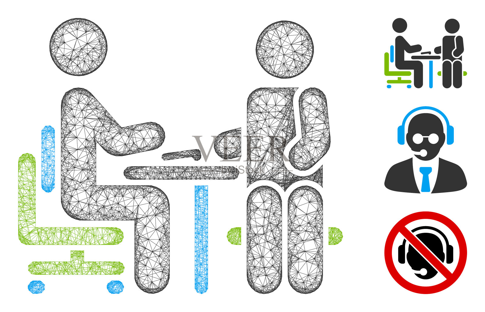 办公室面试多边形网插画图片素材