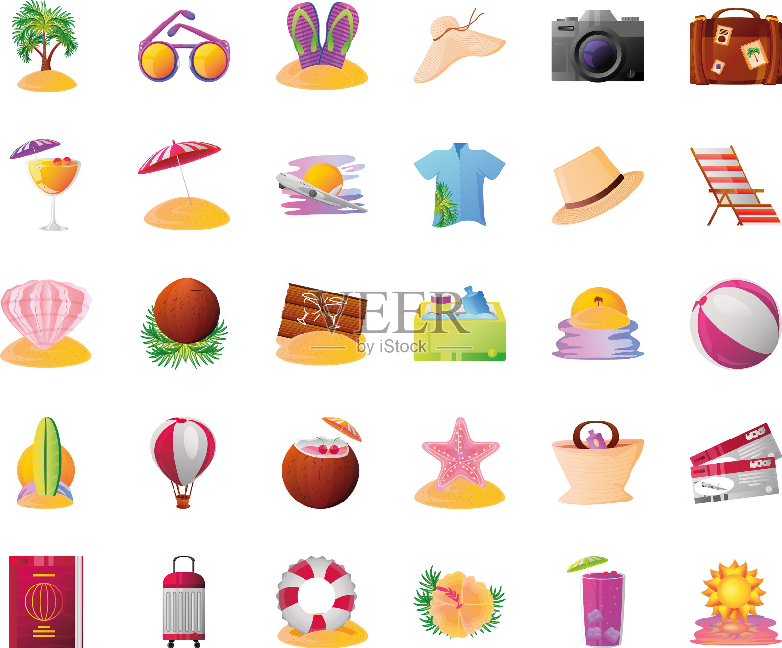 暑假旅行包含这样的图标图标素材