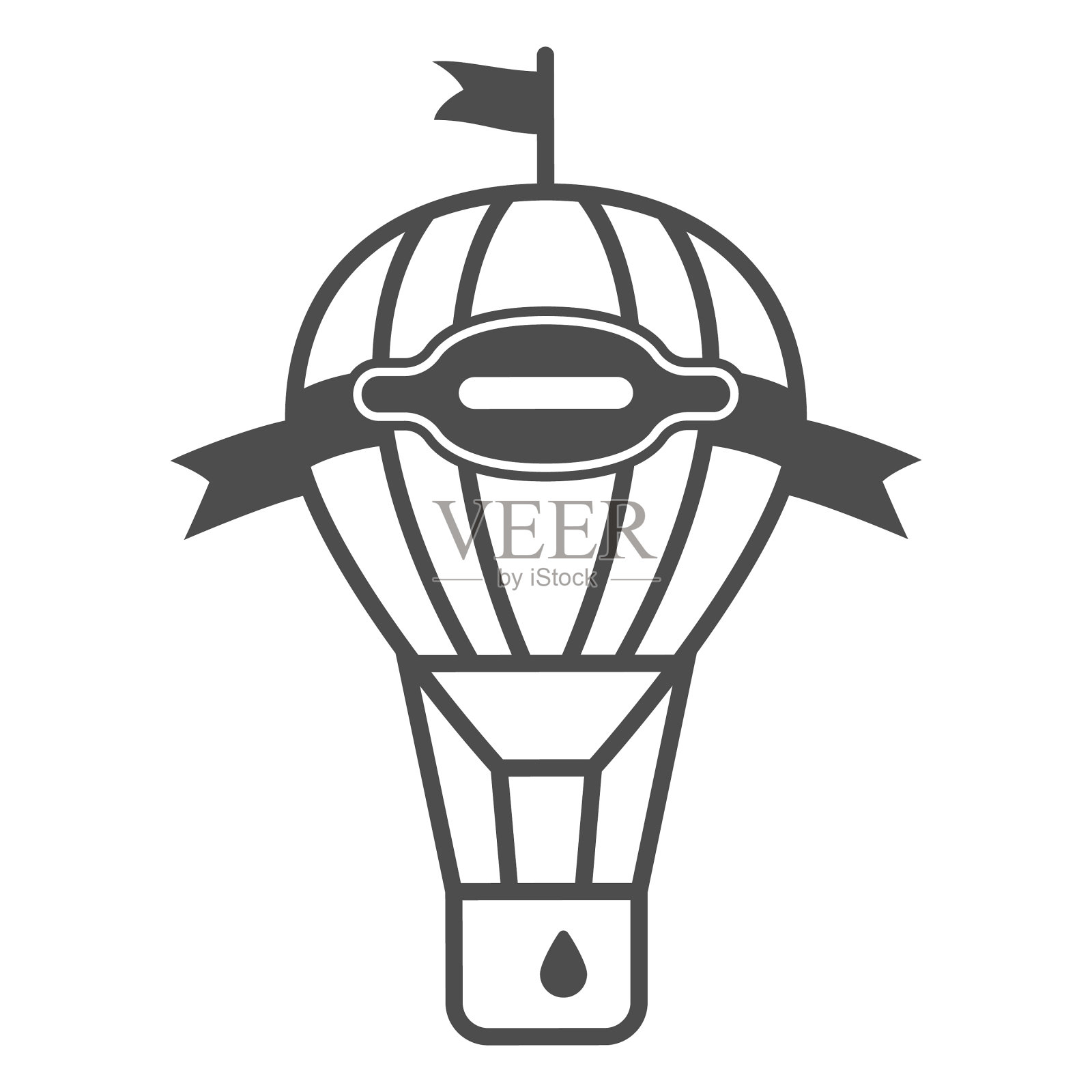 带旗子和篮子的热气球插画图片素材