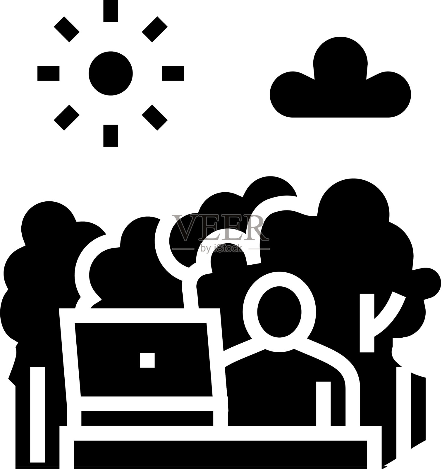 远程工作的自然字形图标插画图片素材