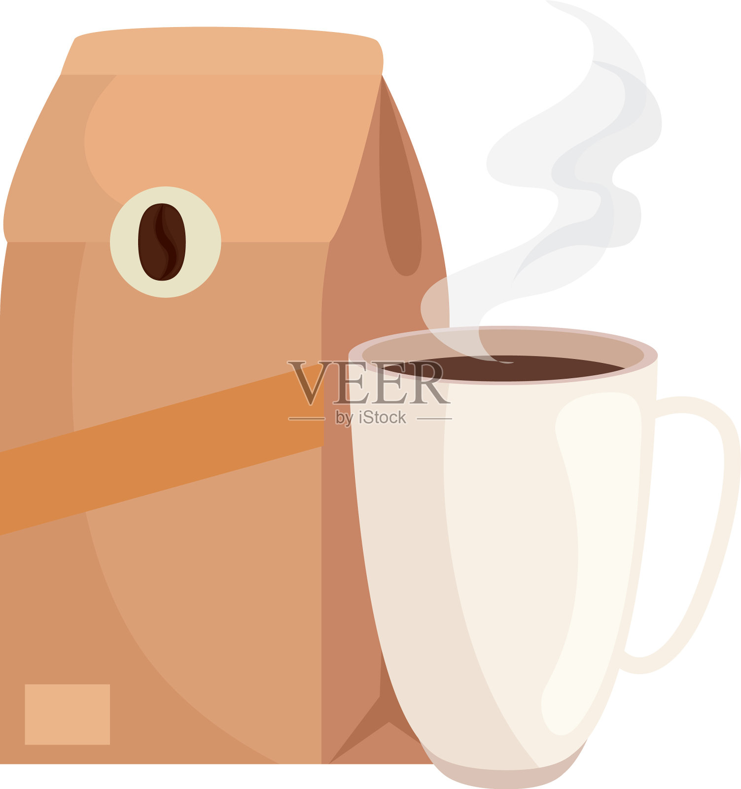 咖啡豆袋和马克杯设计设计元素图片