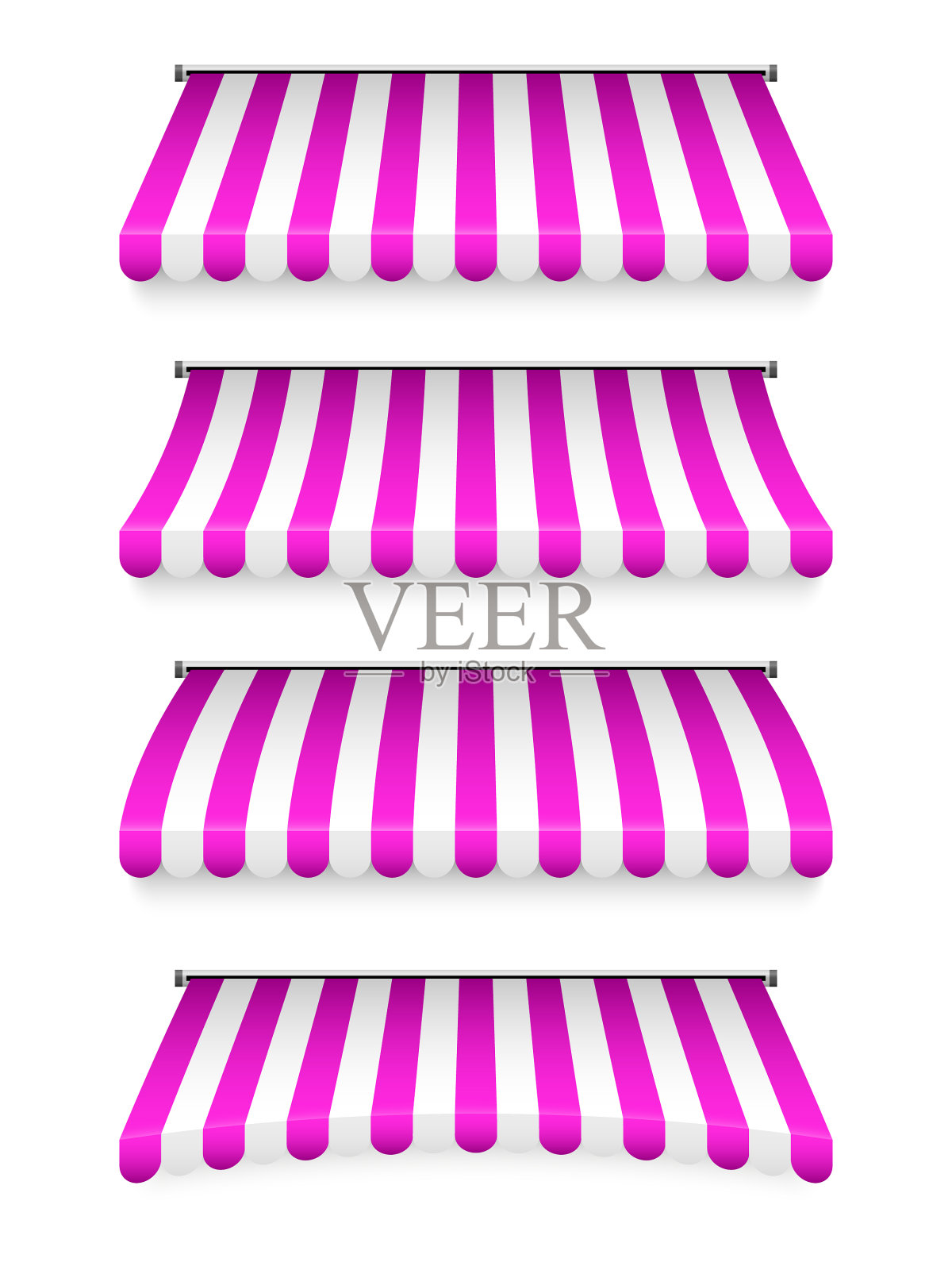 逼真的条纹店遮阳篷店天篷屋顶插画图片素材