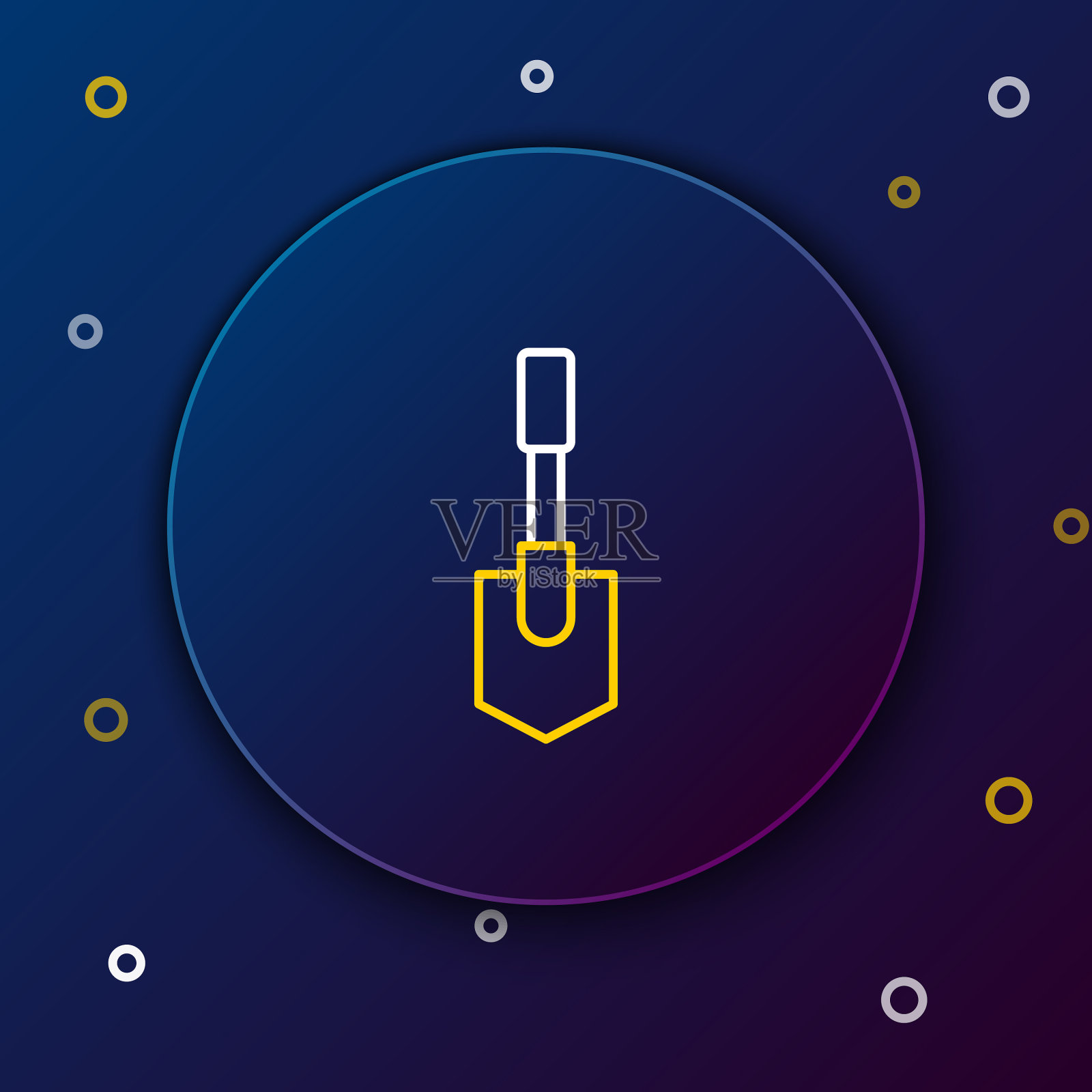 线铲图标孤立在蓝色背景插画图片素材