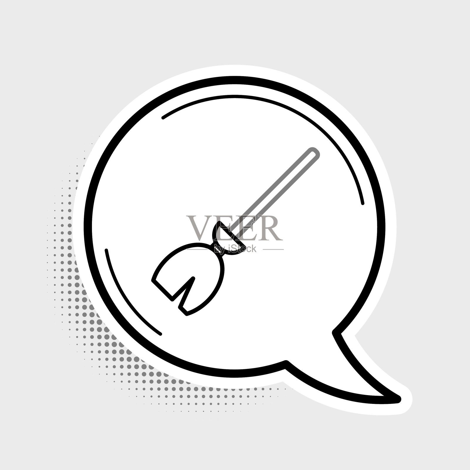 线女巫扫帚图标孤立在灰色插画图片素材