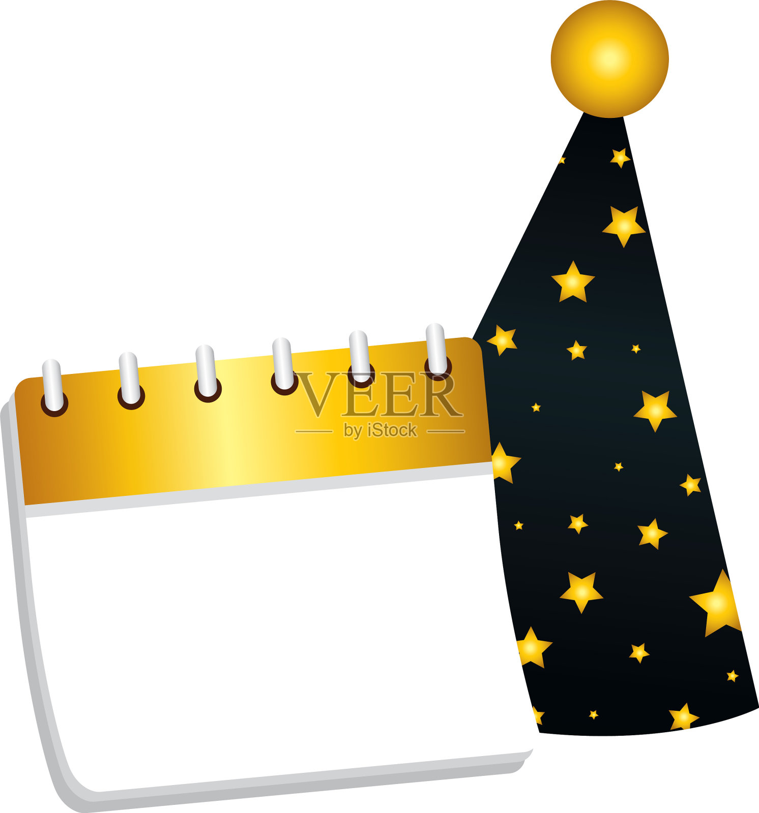 新年日历和帽子设计快乐设计元素图片