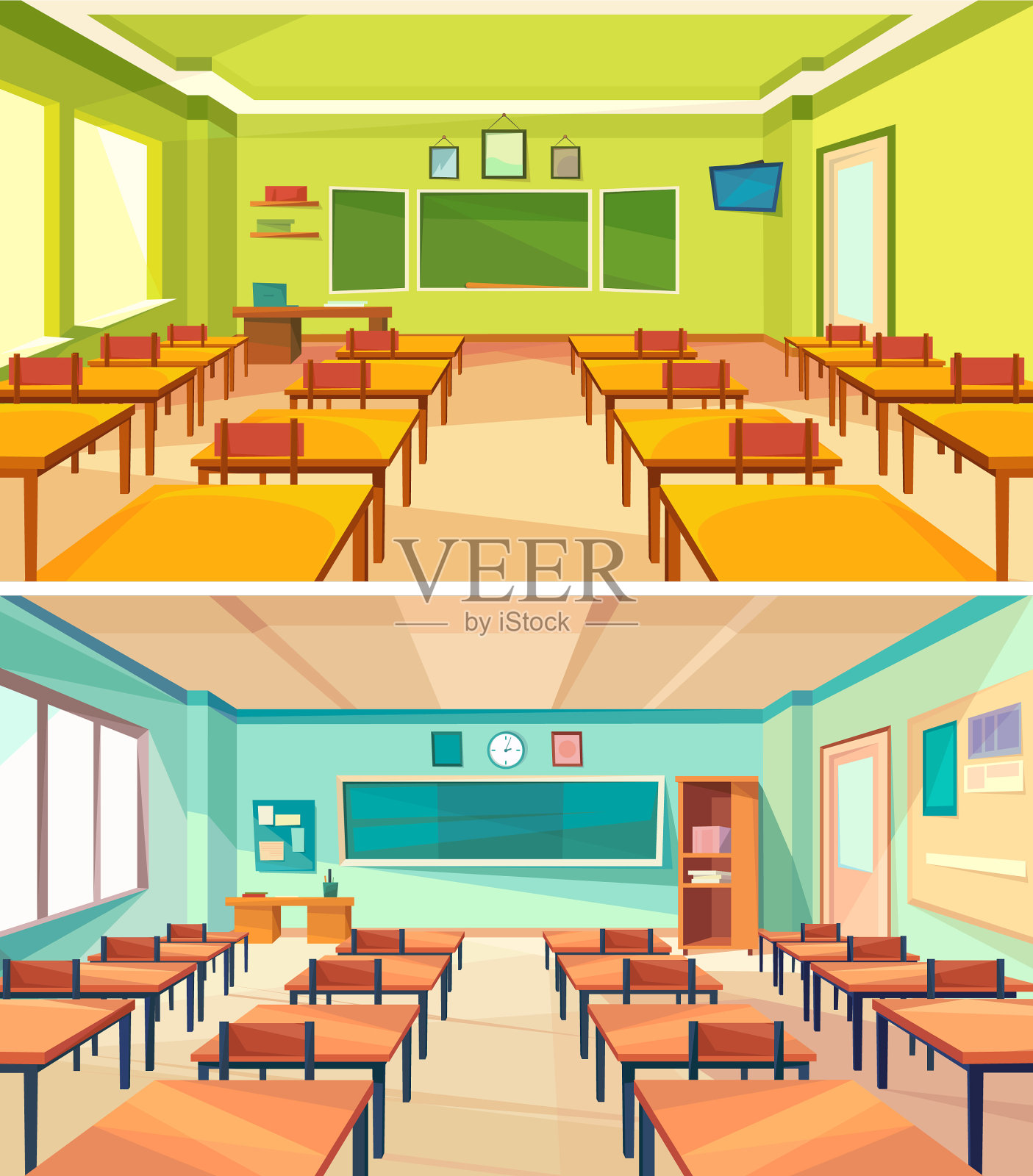 设置空教室插画图片素材