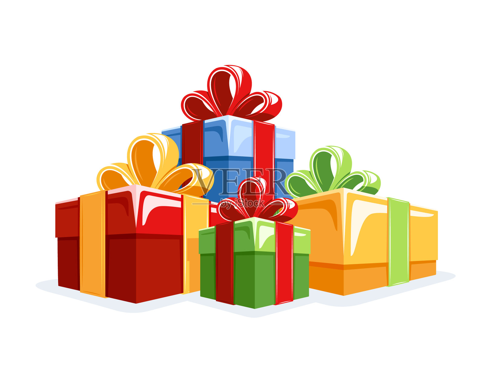 收集礼品盒的扁平风格设计元素图片