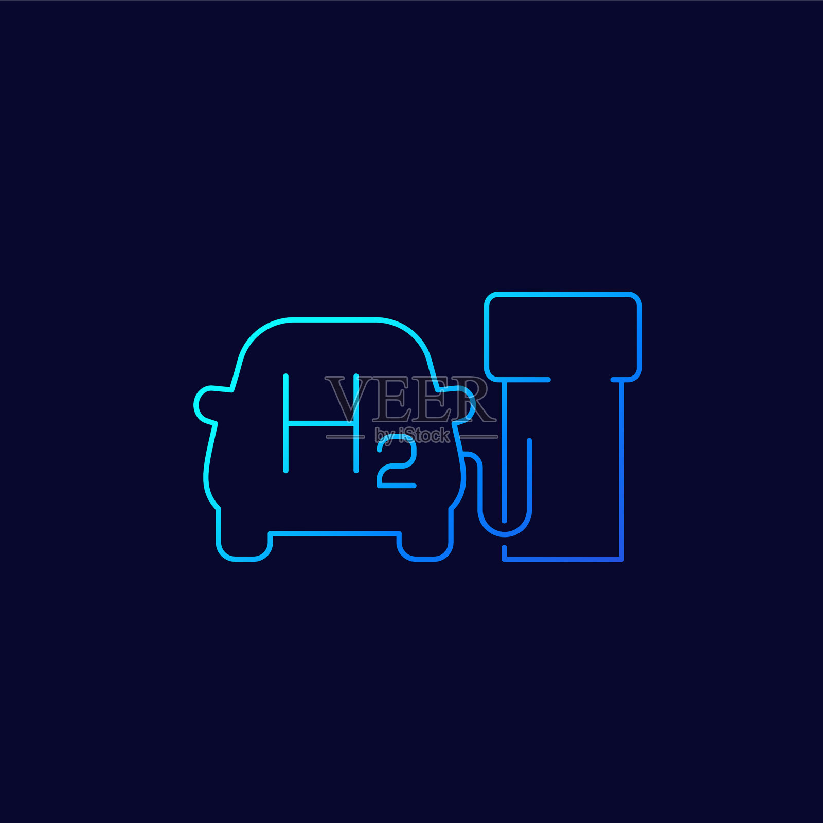 氢燃料汽车在充电站线性图标插画图片素材