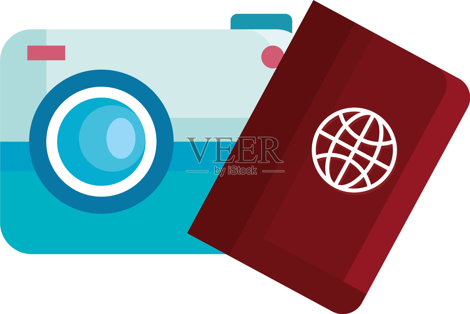 旅行护照和相机设计设计元素图片