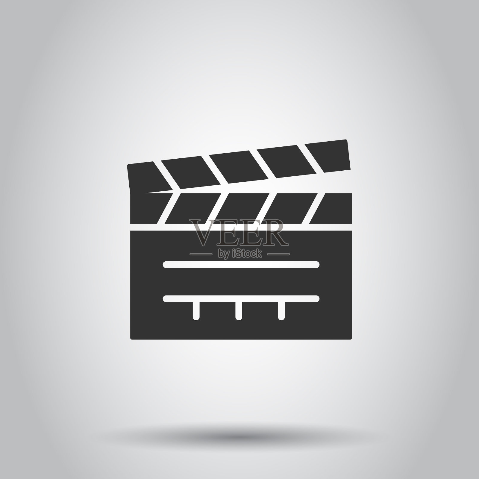 电影图标在平坦风格的电影上孤立的白色插画图片素材