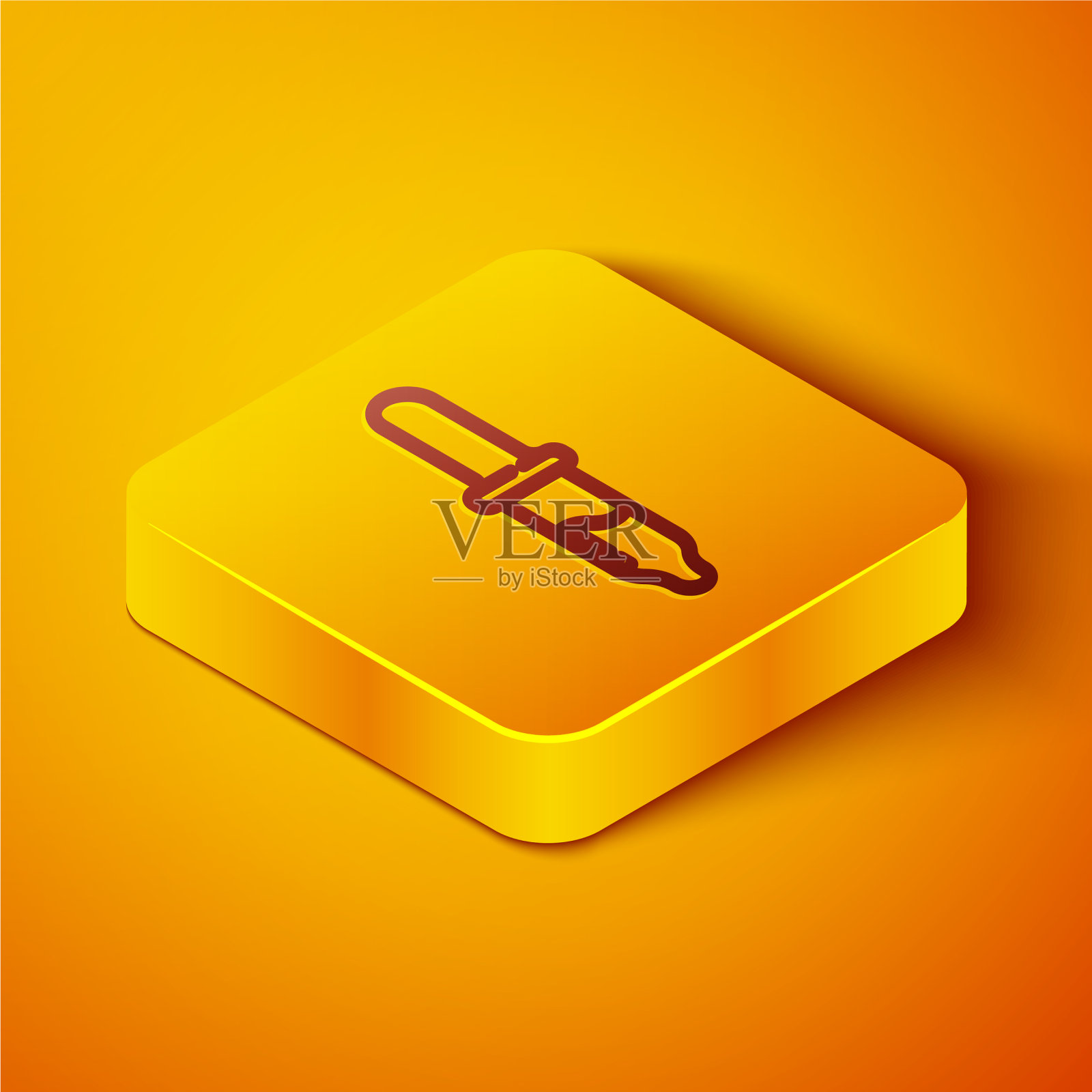 等距线吸管图标隔离在橙色上图标素材