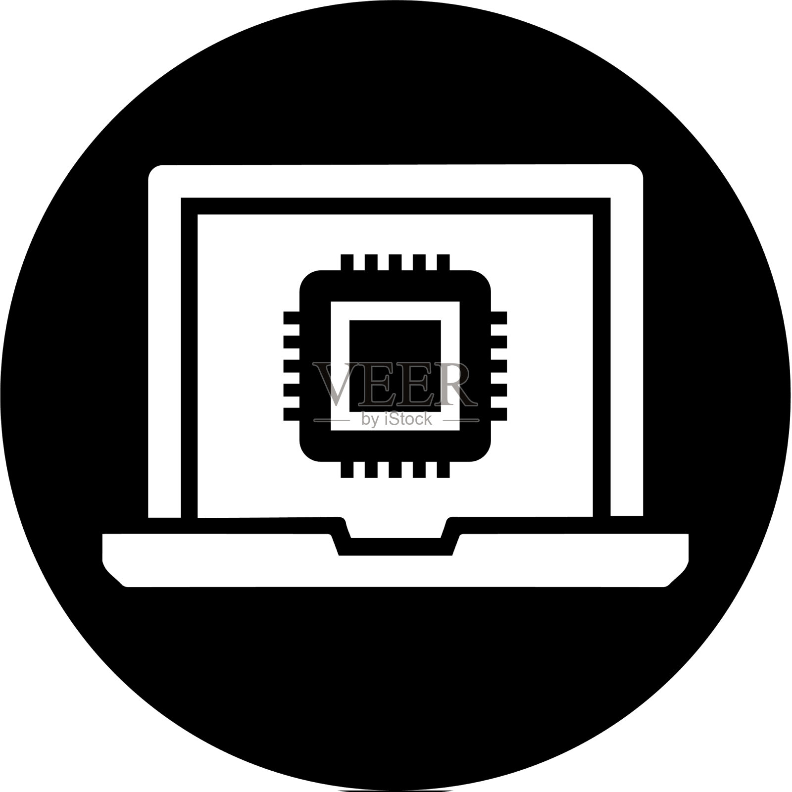 数据处理处理器图标为黑色插画图片素材