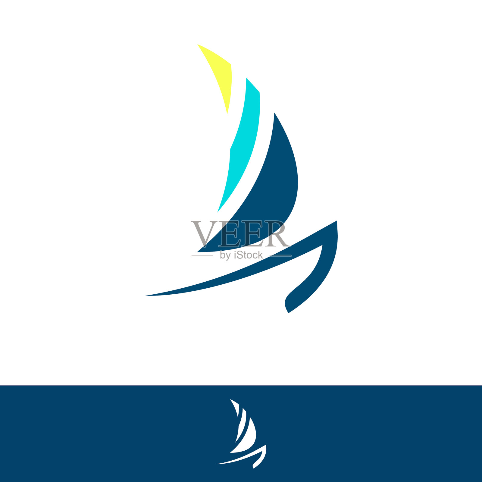 帆船船标志图标模板设计插画图片素材