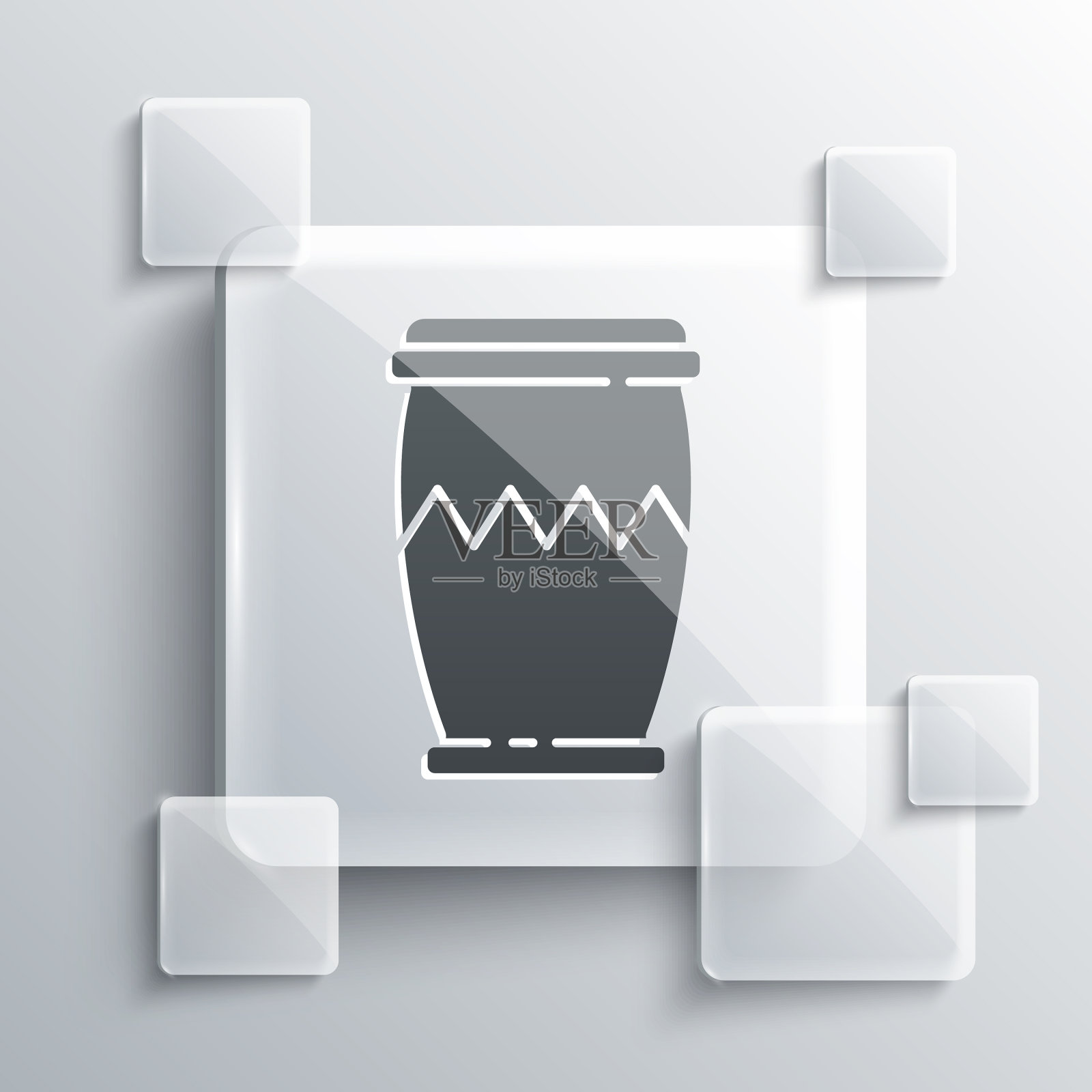 灰鼓图标孤立在灰色背景音乐插画图片素材