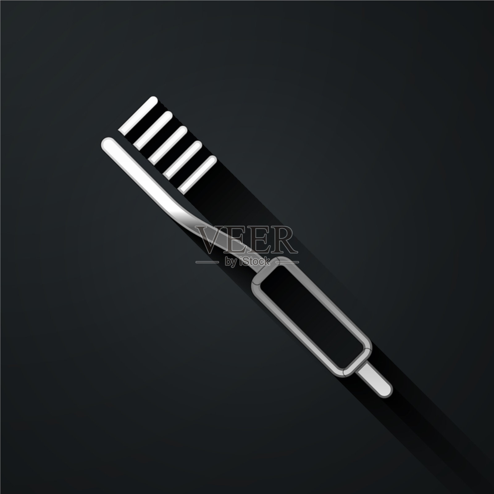 银色牙刷图标孤立在黑色插画图片素材