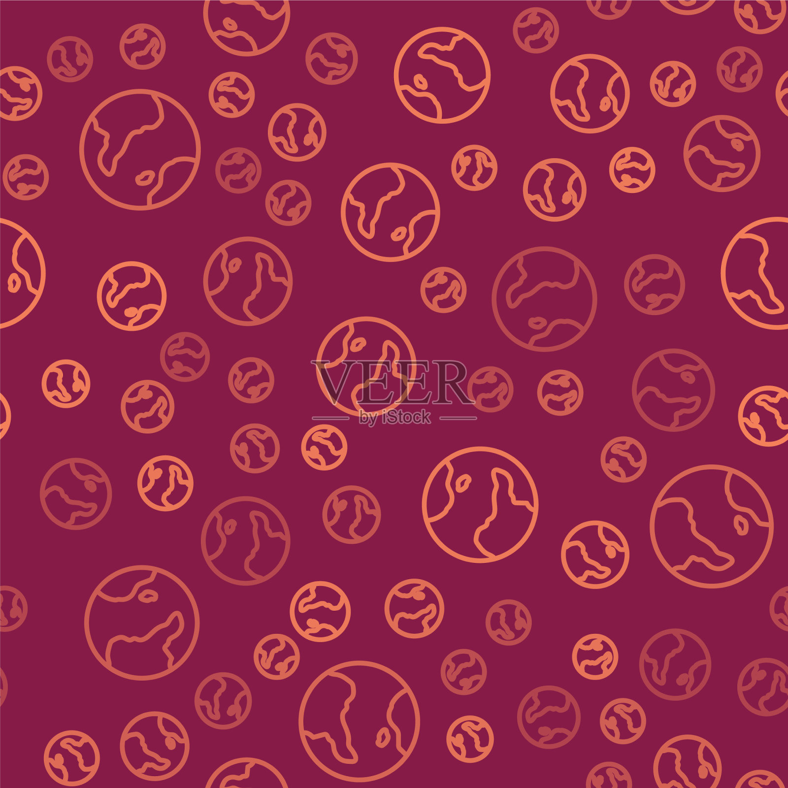 棕色线地球地球图标隔离无缝插画图片素材