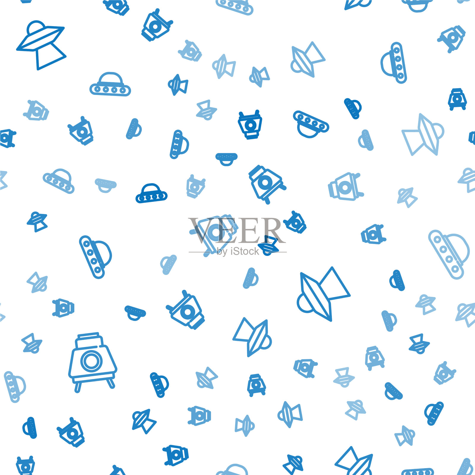 设定线火星漫游者飞碟飞行飞船和图标素材