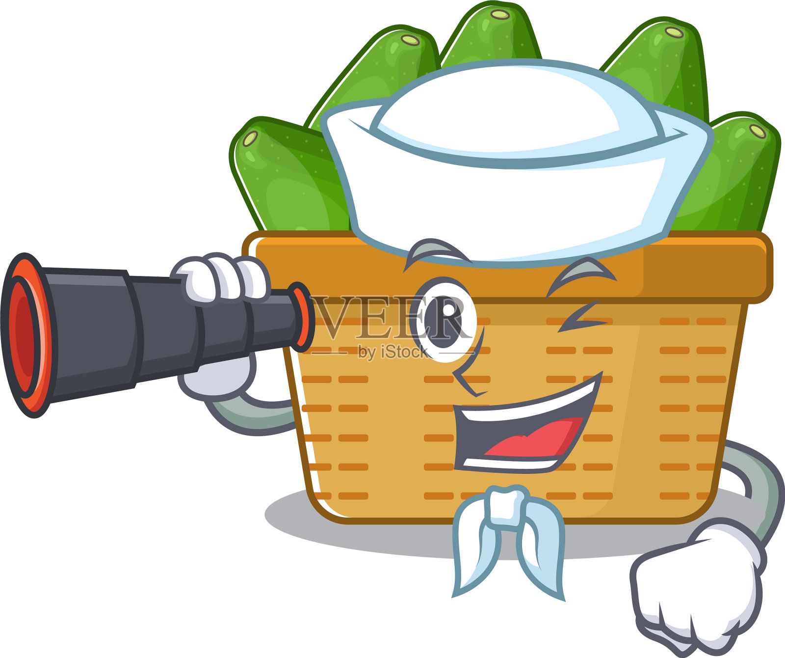 牛油果篮子中的水手卡通人物设计元素图片