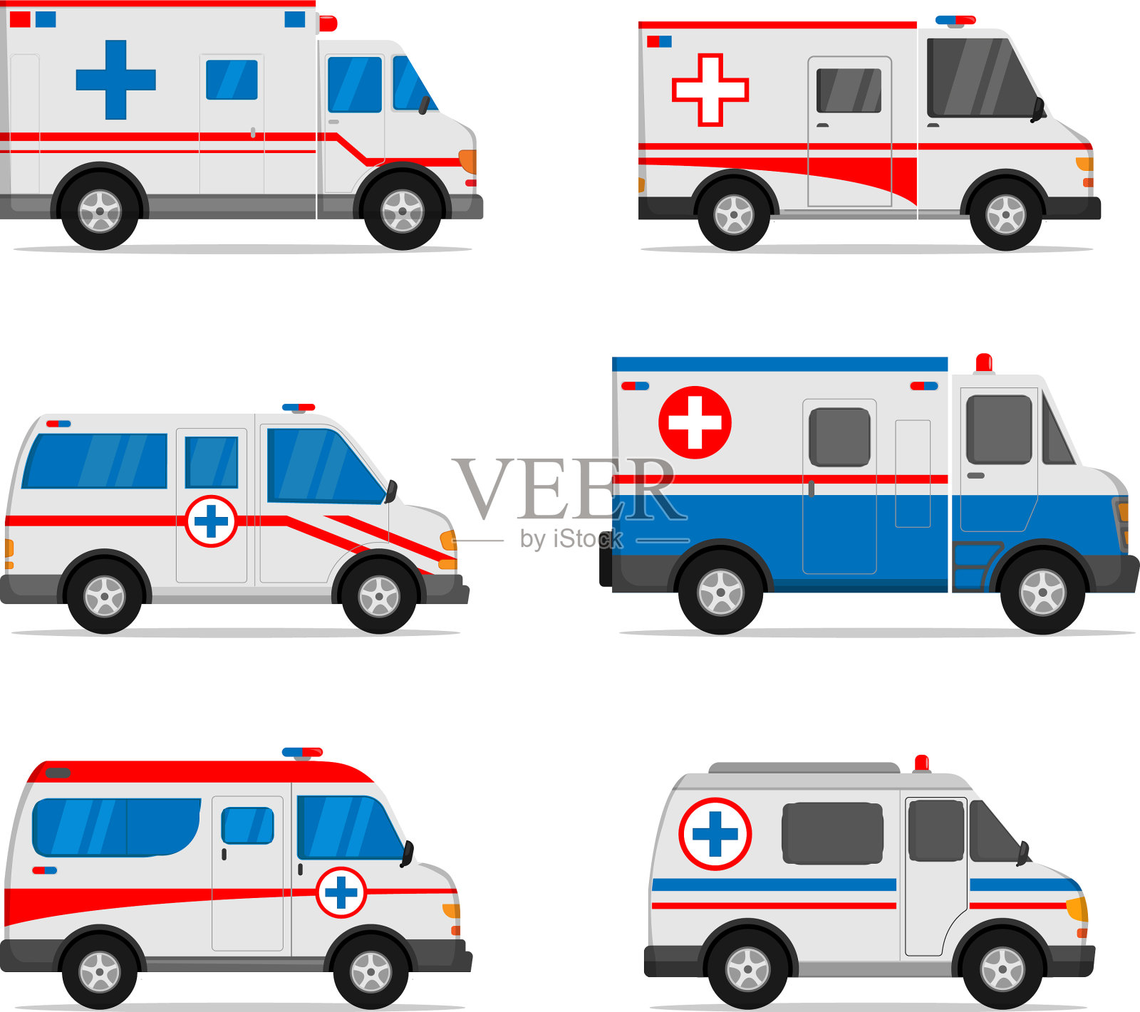 设置救护车设计图标素材