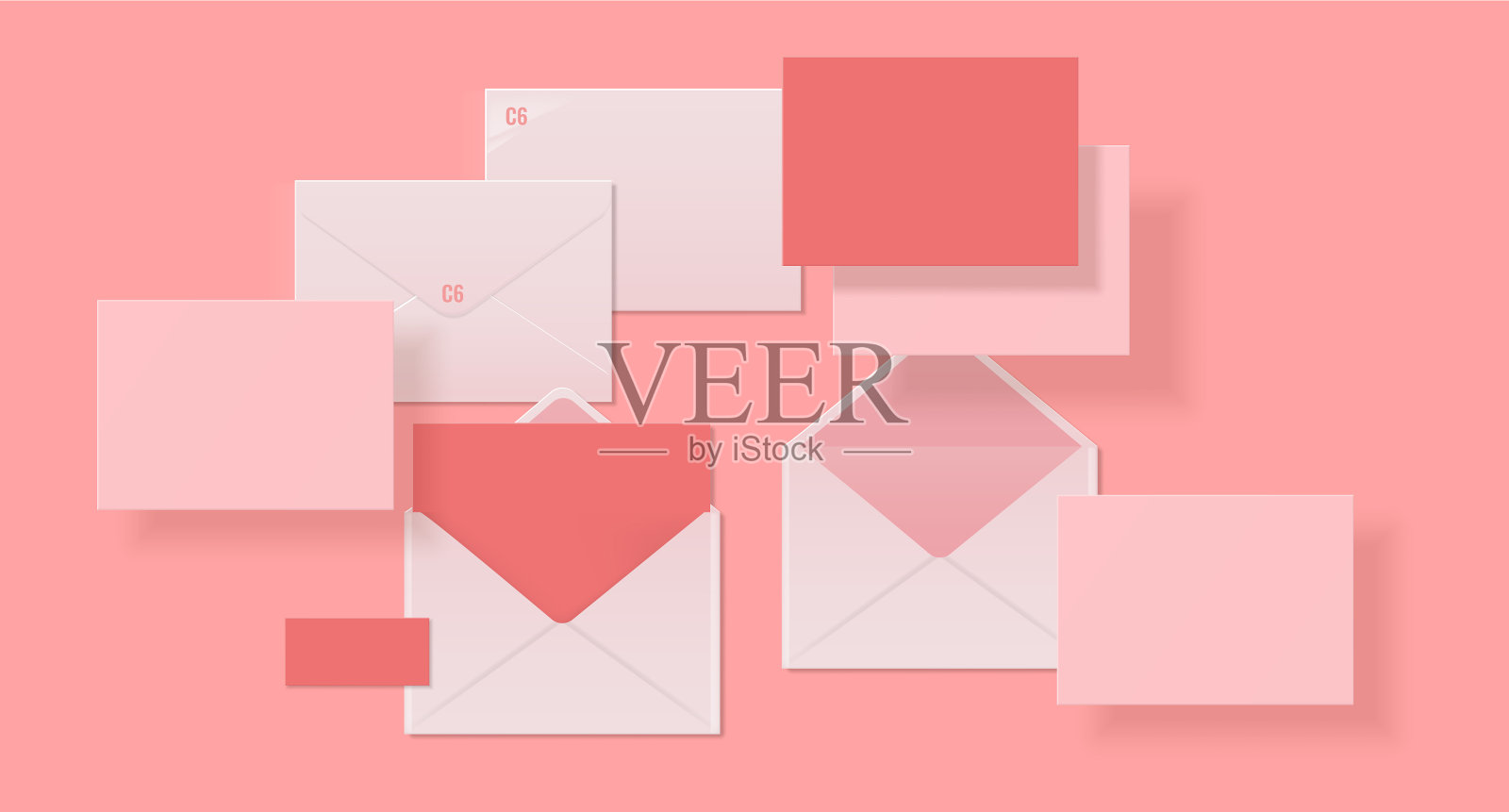 真实的信封，纸或纸板3d模型插画图片素材