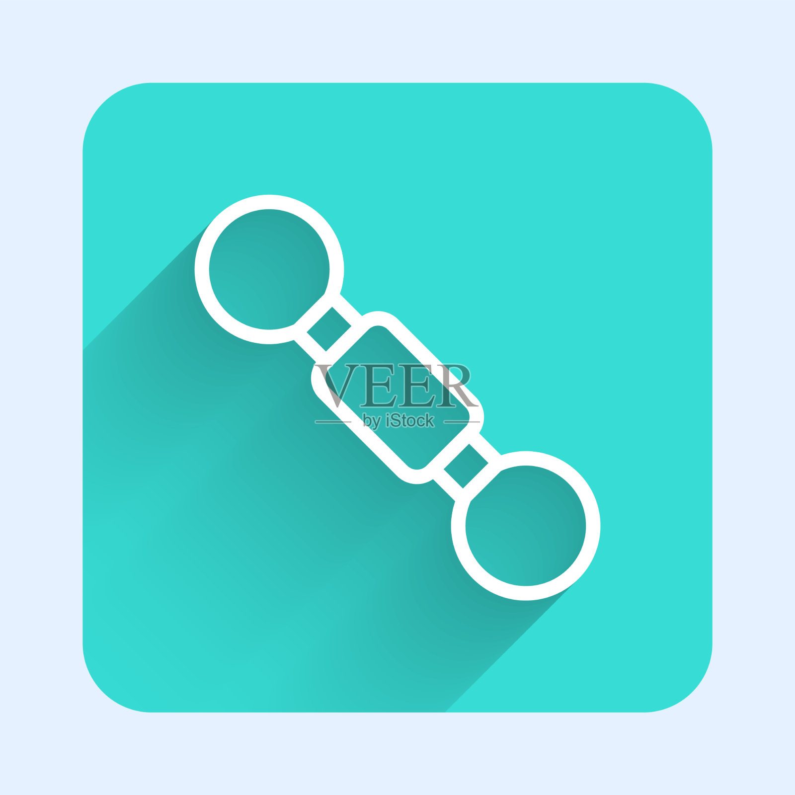 白色线哑铃图标孤立与长影子图标素材