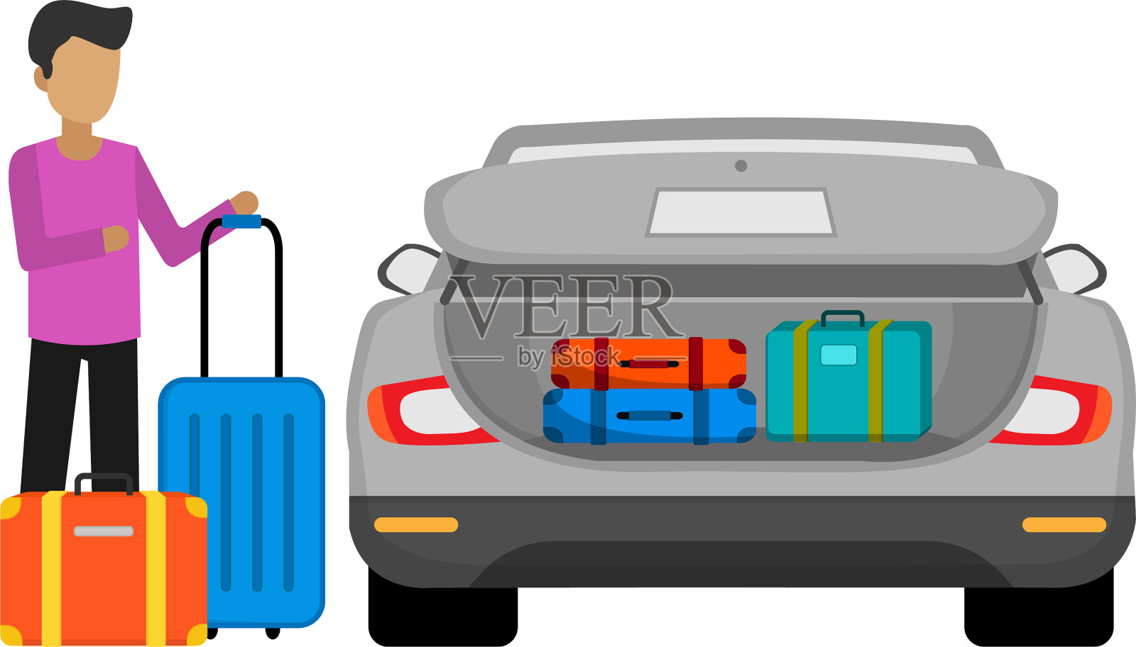 设计旅行用汽车后备箱设计元素图片