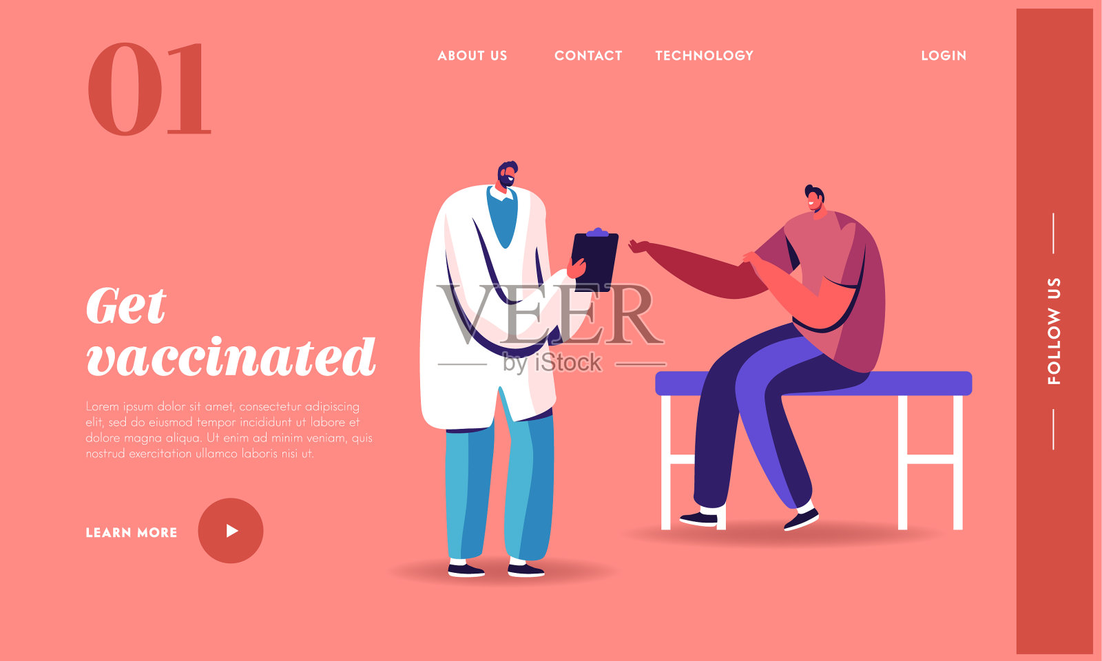 男主角正在就医着陆插画图片素材