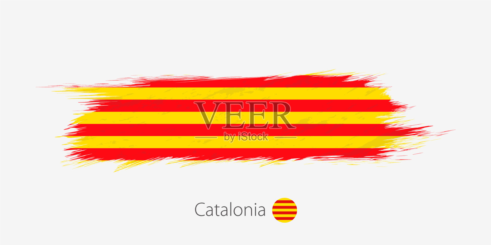 旗加泰罗尼亚垃圾抽象笔触上插画图片素材