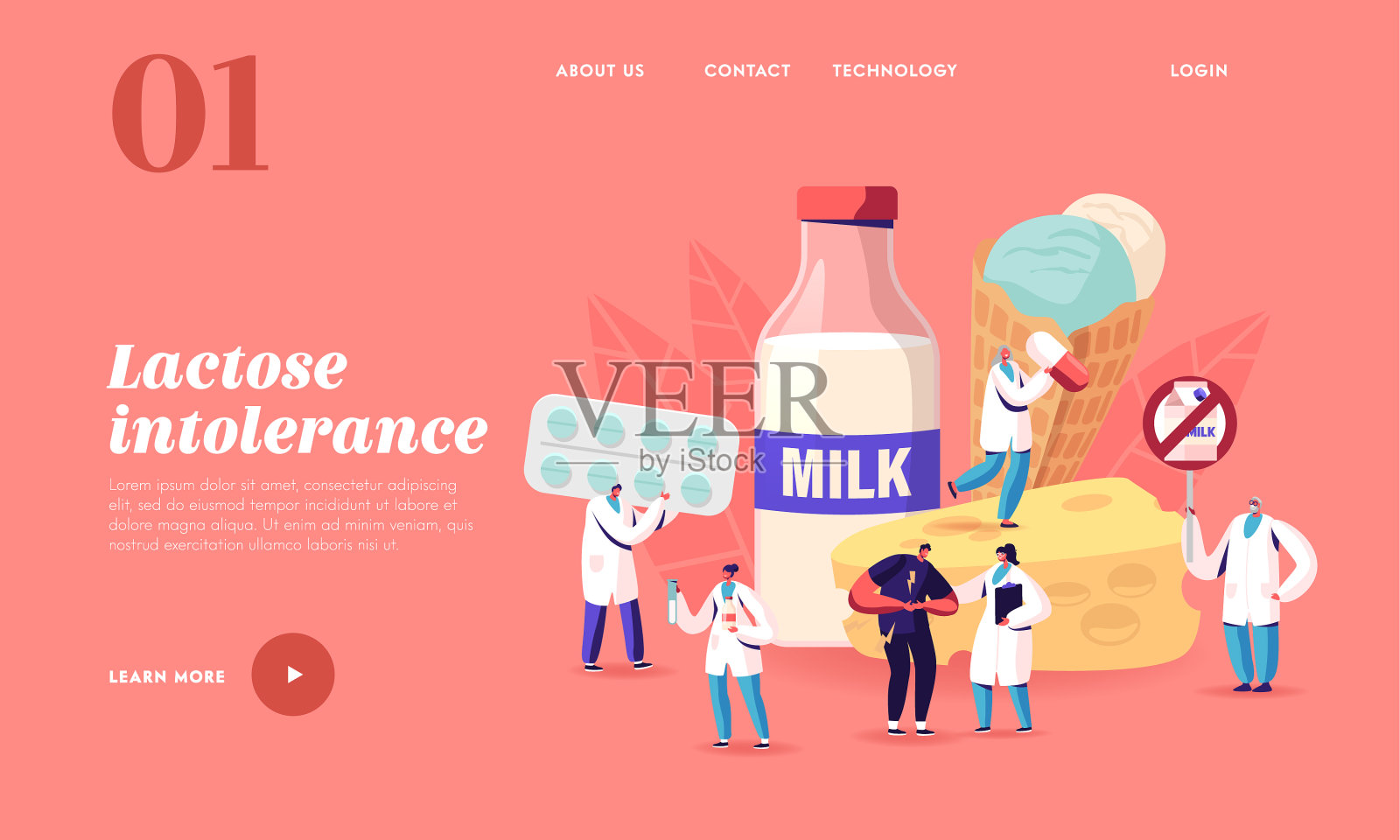 乳糖不耐受登陆页面模板人插画图片素材