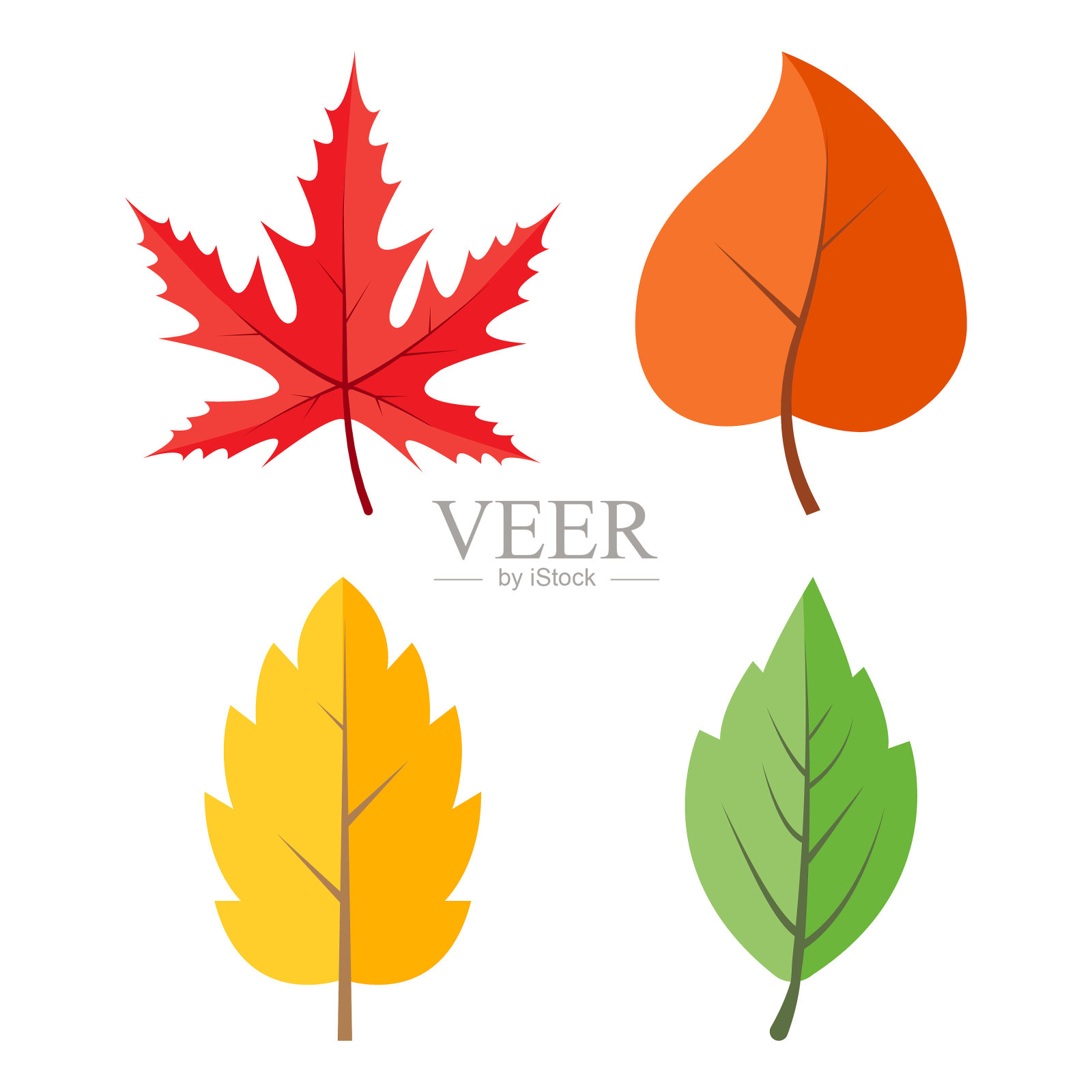 秋叶图标集孤立在白色的秋天图标素材