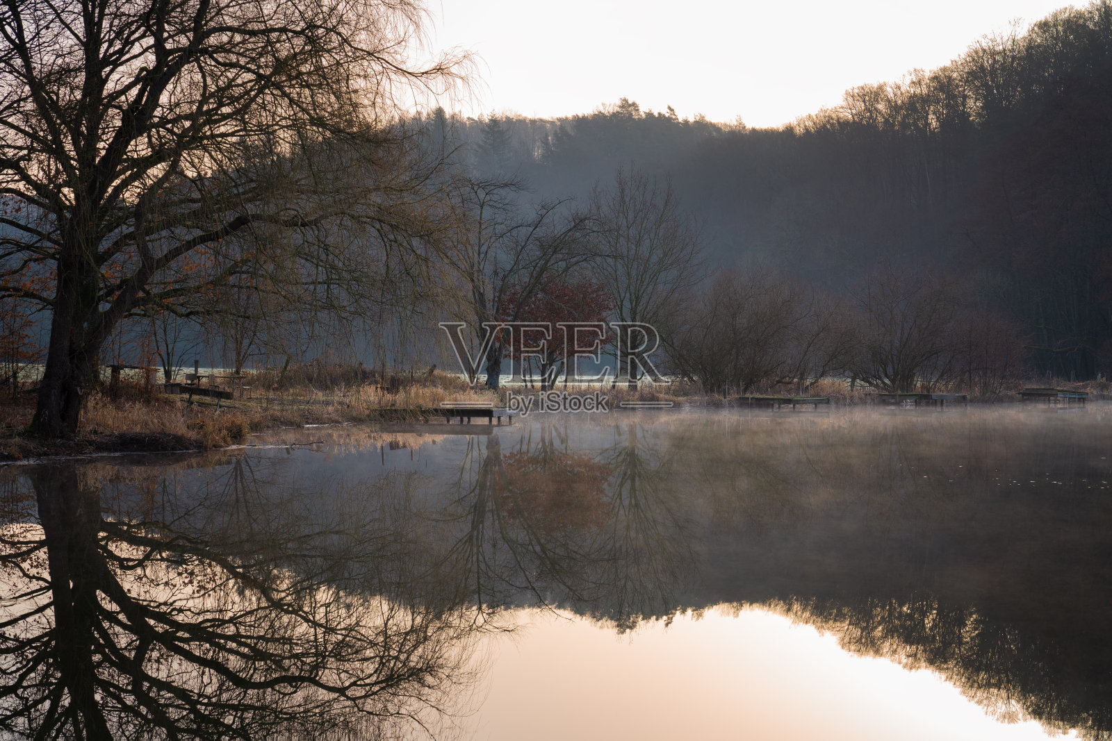 鱼塘靠近Lindlar, Bergisches土地，德国照片摄影图片
