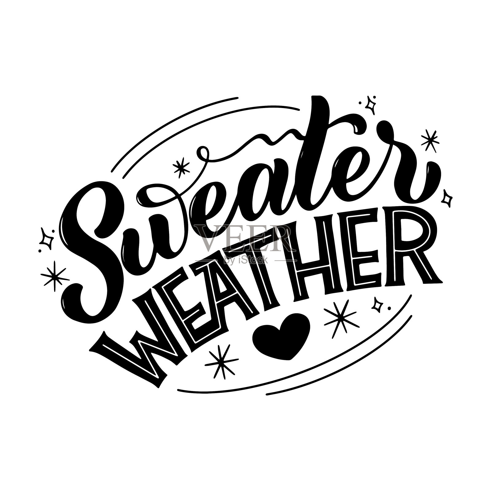 冬季和新年贺卡的字体设计元素插画图片素材