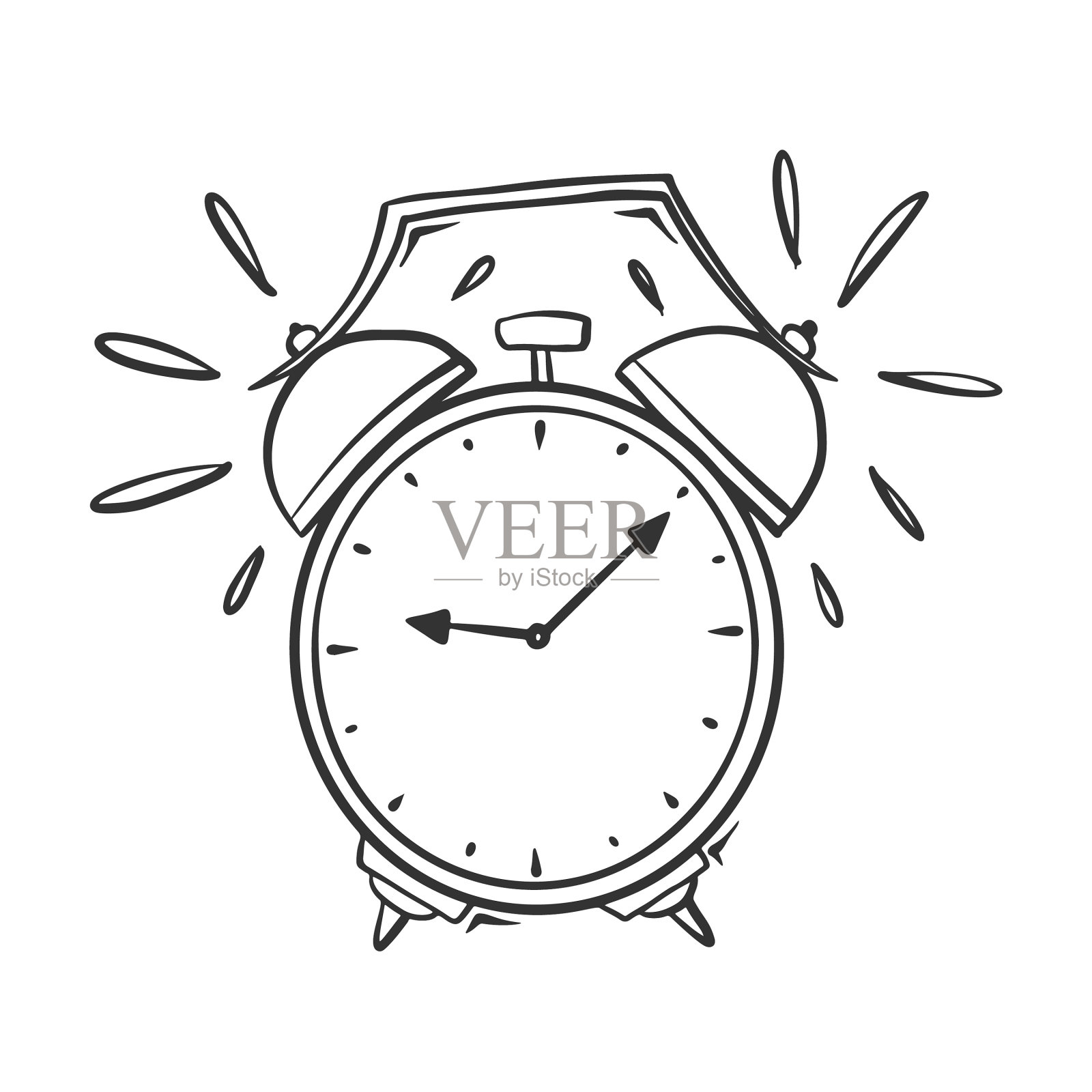 手动拉铃闹钟隔离上插画图片素材