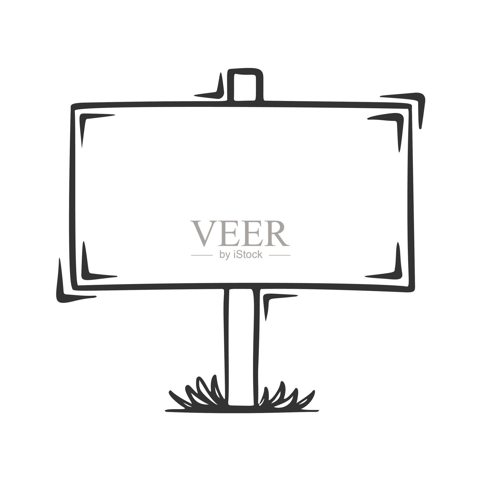 手画空标志旗帜孤立在白色插画图片素材