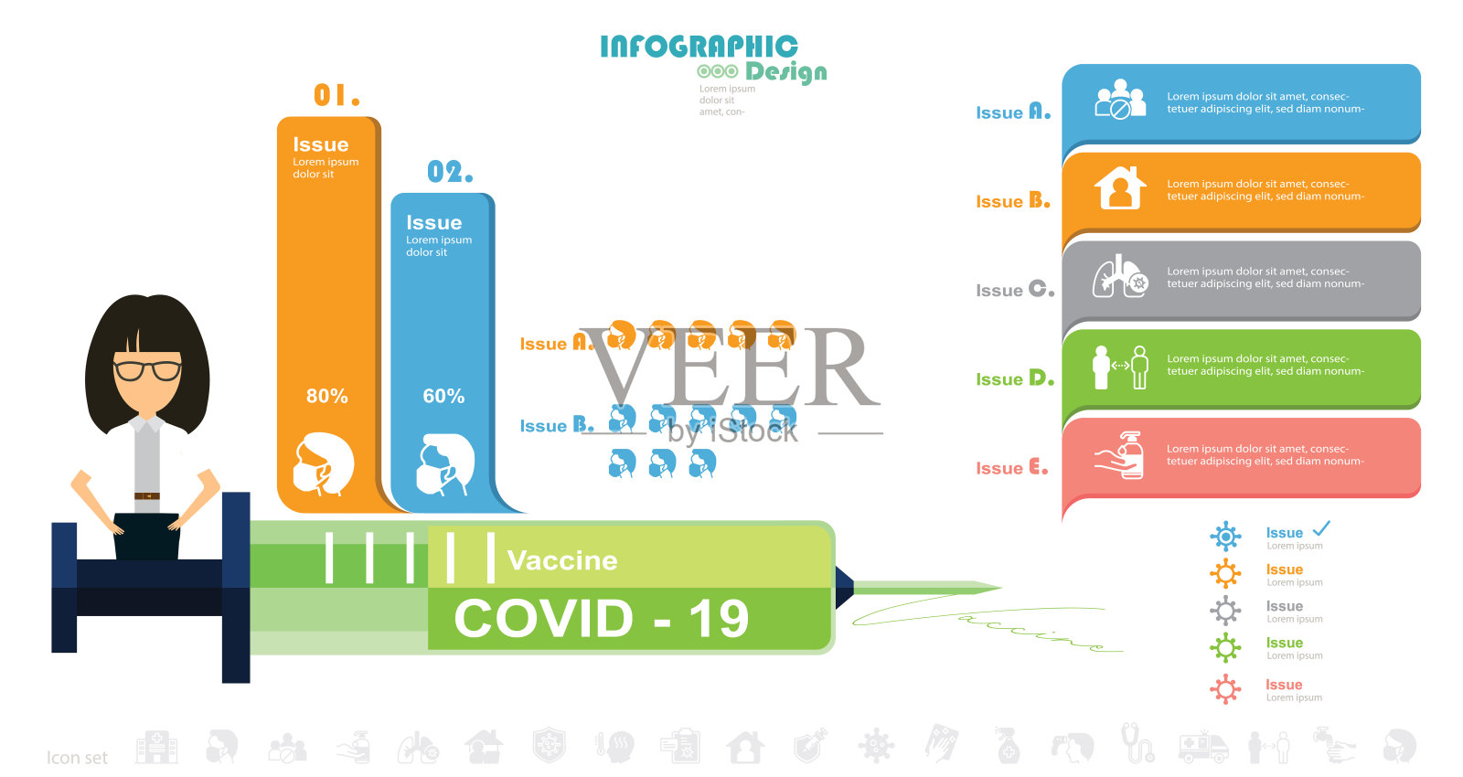 疫苗接种信息图的概念。健康和医疗媒介说明。股票插图传单-传单，疫苗接种，冠状病毒，流感疫苗，信息图股票插图设计模板素材