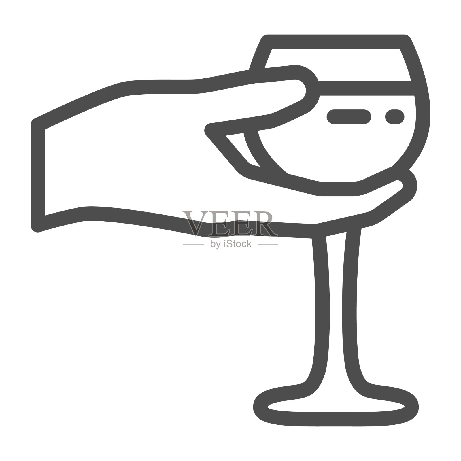 酒杯在手线图标葡萄酒节概念插画图片素材