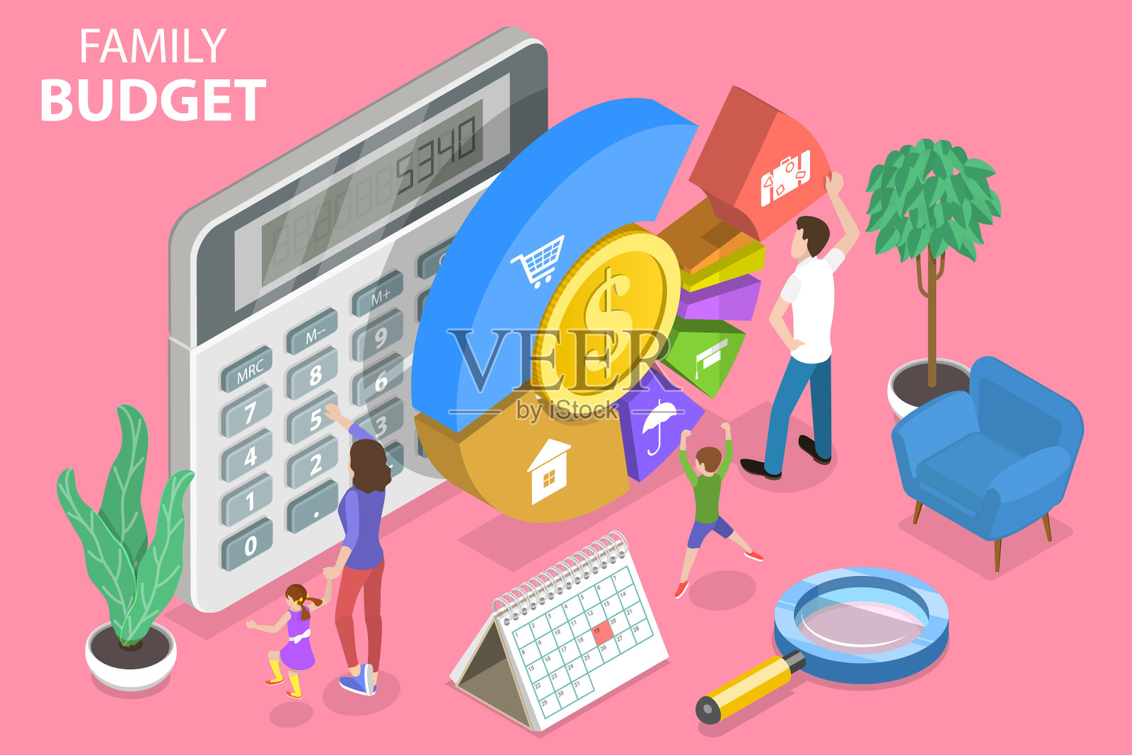 三维等距平面概念插画图片素材