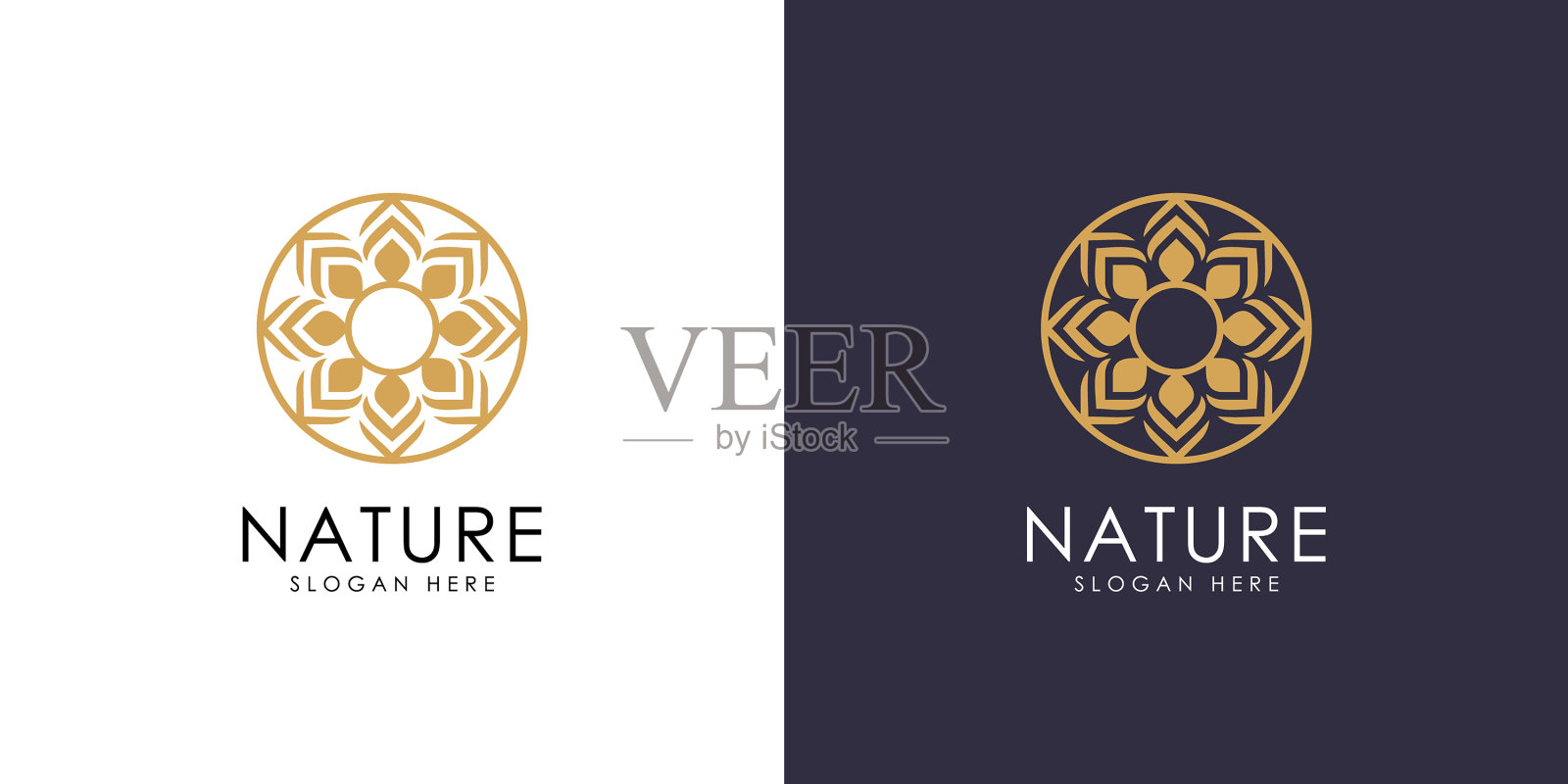 抽象典雅的花卉标志图标设计插画图片素材