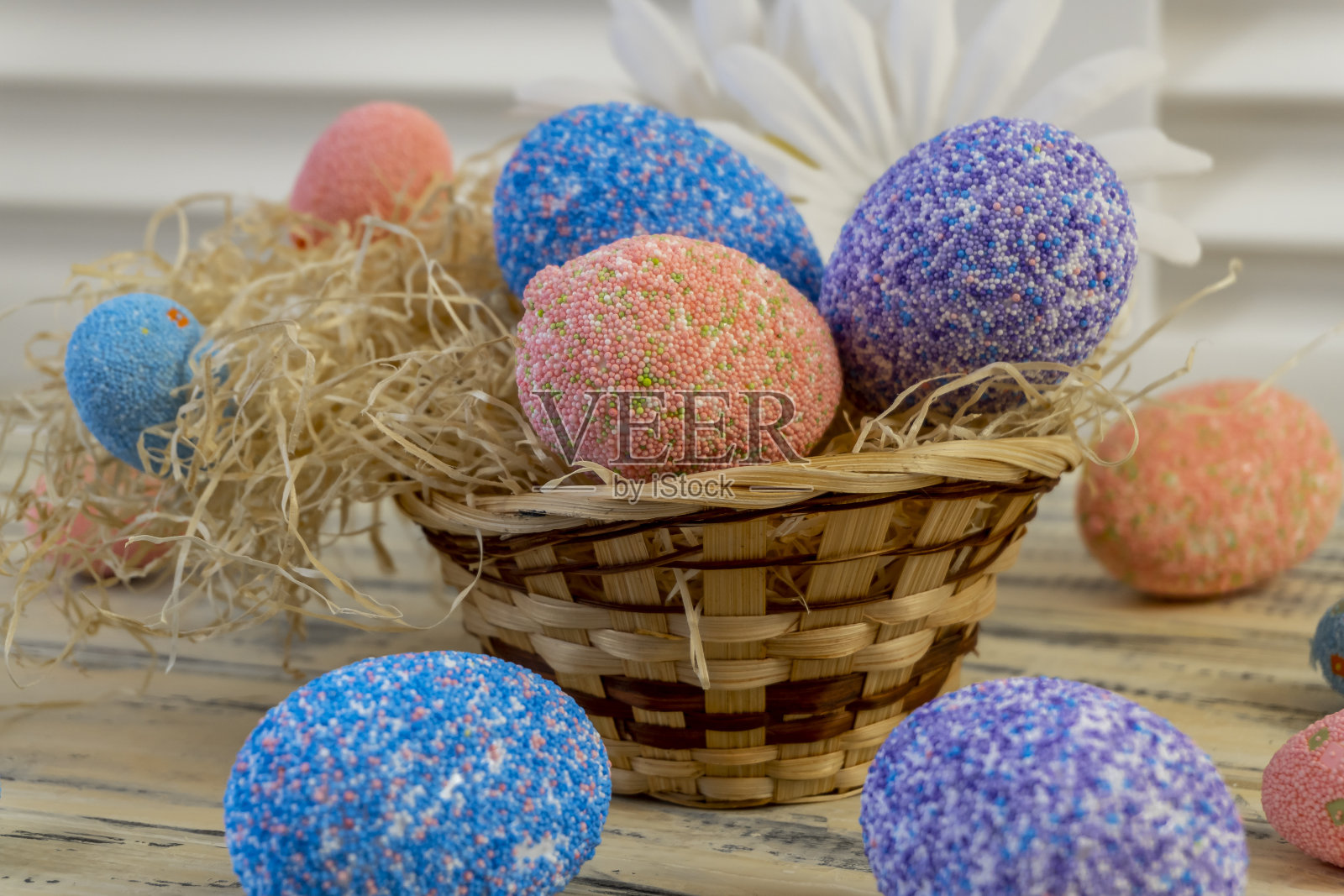 复活节快乐!平躺，互联网横幅，复活节明信片照片摄影图片