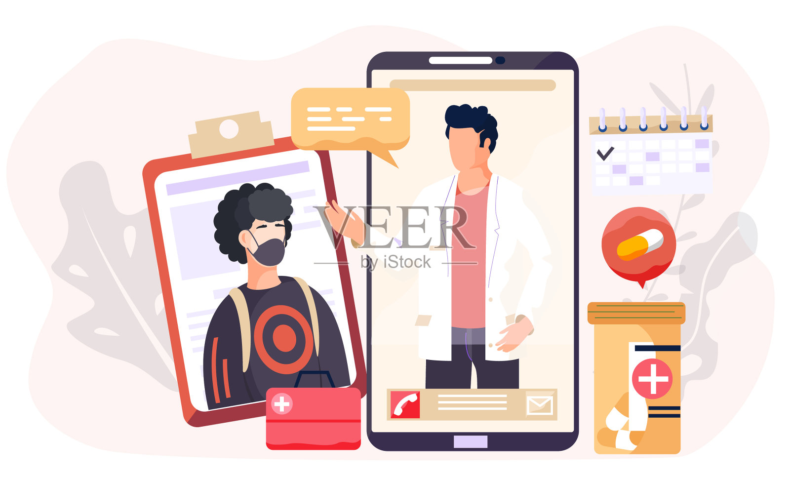 与医生保持社交距离设计元素图片