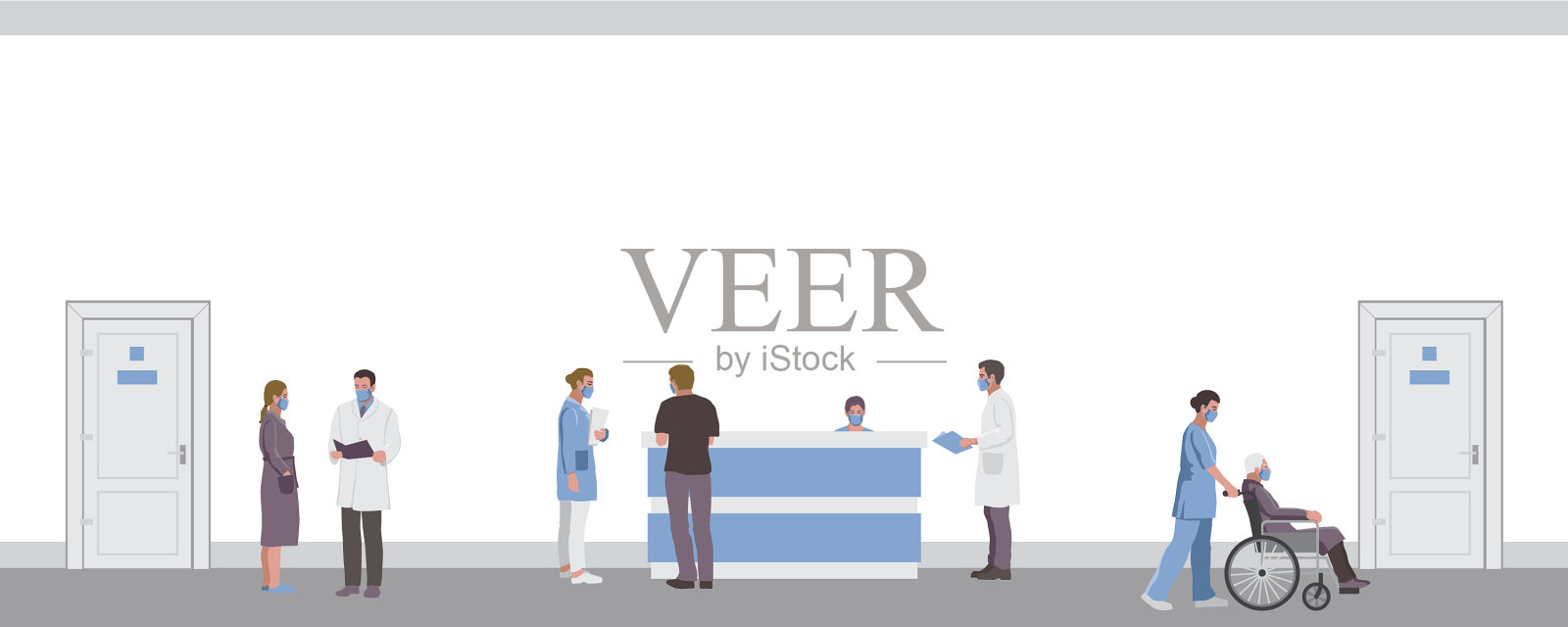 医务工作者，医生和病人在一起插画图片素材