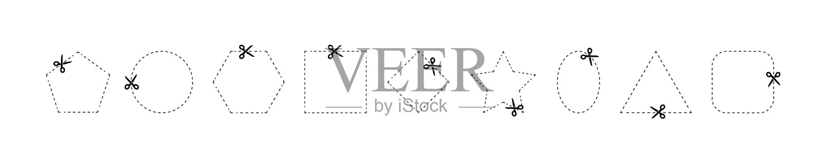 剪刀剪出不同形状的线插画图片素材